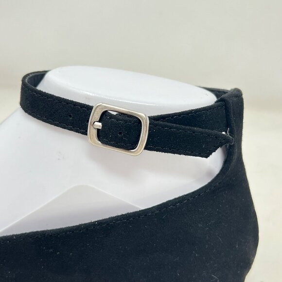 A. N. A. Kearny Ballet Flats Black‎ Faux Suede Ankle Strap With Buckle 8 NWT - Picture 7 of 13